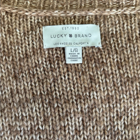Lucky Brand Brown Balloon Sleeve Cardigan Sweater Sz L - Picture 2 of 4